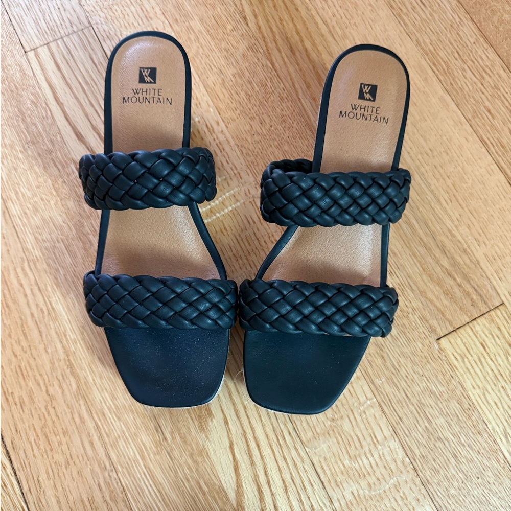 White Mountain Black Braided Women's Sandals - size 7